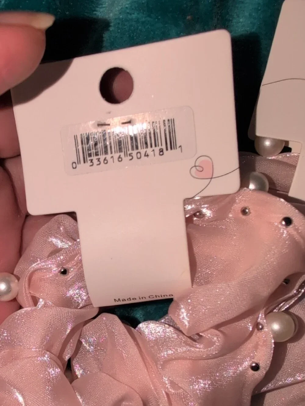 Melody Pink Pearl-Embellished Scrunchie (Set of 2)